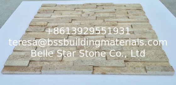 Beige Travertine 3D Ledger Panels,Yellow Culture Stone,Marble Stacked Stone Veneer