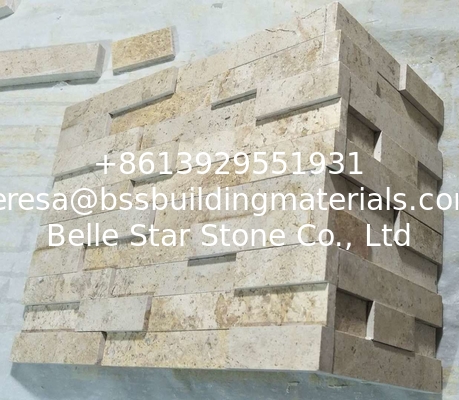 Beige Travertine 3D Ledger Panels,Yellow Culture Stone,Marble Stacked Stone Veneer