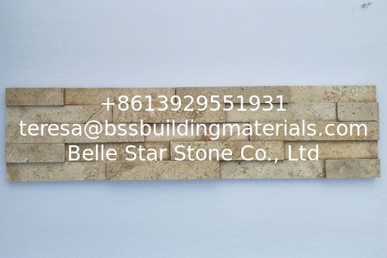 Beige Travertine 3D Ledger Panels,Yellow Culture Stone,Marble Stacked Stone Veneer