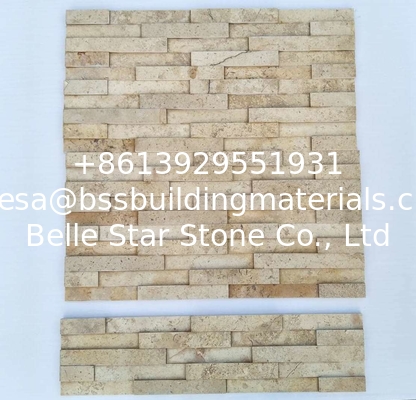 Beige Travertine 3D Ledger Panels,Yellow Culture Stone,Marble Stacked Stone Veneer