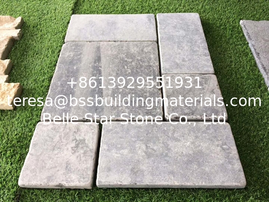 Tumbled Blue Limestone Tiles,Light Grey Patio Stones,Walkway Pavers,Stone Floor Tiles
