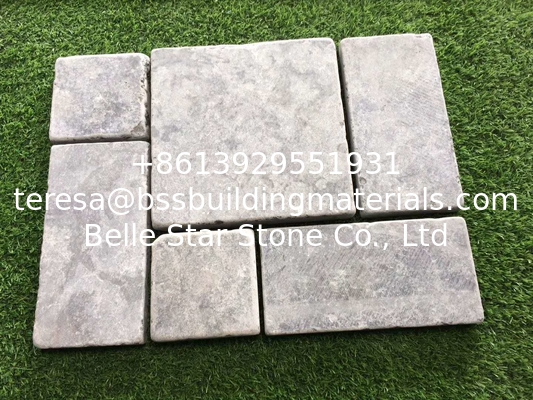 Tumbled Blue Limestone Tiles,Light Grey Patio Stones,Walkway Pavers,Stone Floor Tiles