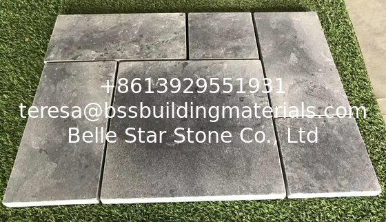 Tumbled Blue Limestone Tiles,Light Grey Patio Stones,Walkway Pavers,Stone Floor Tiles