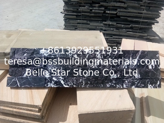 Black Marquina Ledger Panels,Nero Margina Culture Stone,Nero Oriental Marble Stacked Stone