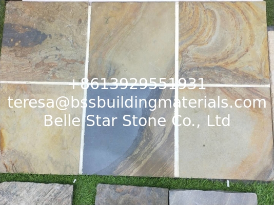 China Multicolor Slate Tiles,Rust Slate Pavers,Split Slate Patio Stones,Courtyard Walkway