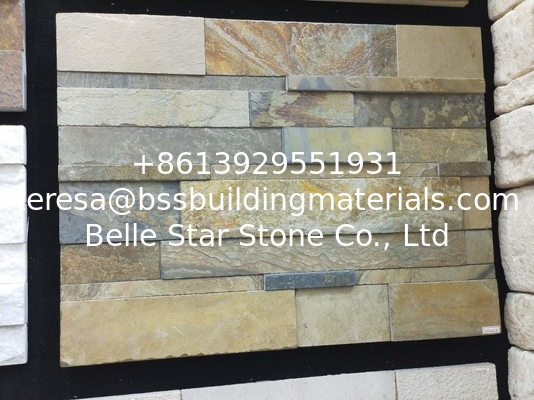 Split Face Multicolor Slate Stacked Stone,Riven Slate Stone Cladding,3D Ledger Panels