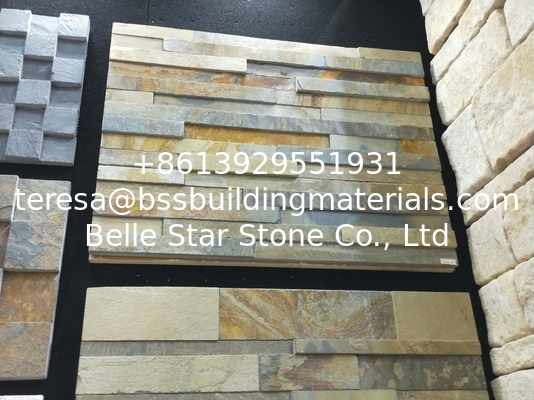 Split Face Multicolor Slate Stacked Stone,Riven Slate Stone Cladding,3D Ledger Panels