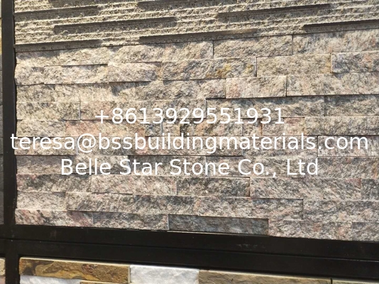 Rose Granite Culture Stone,Natural Stone Cladding,Stacked Stone,Ledger Stone Panels