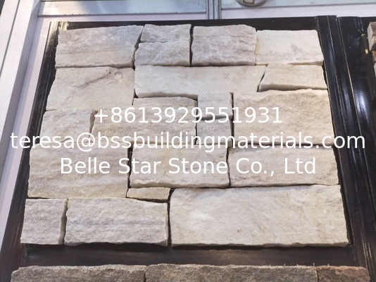 White Quartzite Stone Veneer with Steel Wire Back,White Stone Ledger Wall Cladding