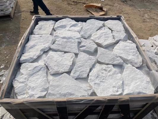 White Marble Irregular Random Flagstone for Wall, Loose Stone Wall Cladding
