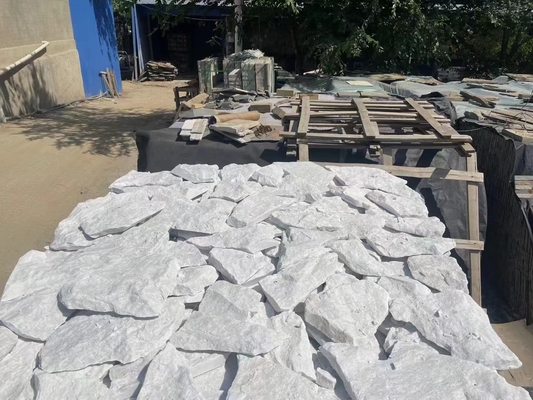 White Marble Irregular Random Flagstone for Wall, Loose Stone Wall Cladding
