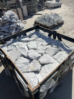 White Marble Irregular Random Flagstone for Wall, Loose Stone Wall Cladding