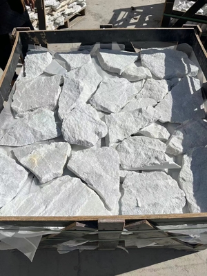 White Marble Irregular Random Flagstone for Wall, Loose Stone Wall Cladding