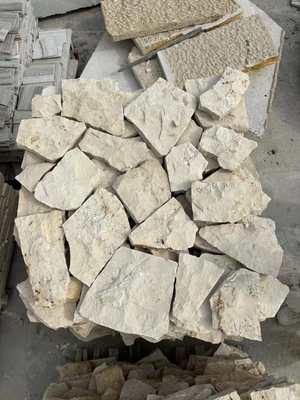 Beige Limestone Random Flagstone for Wall, Loose Stone Wall Cladding, Limestone Split Wall Stone