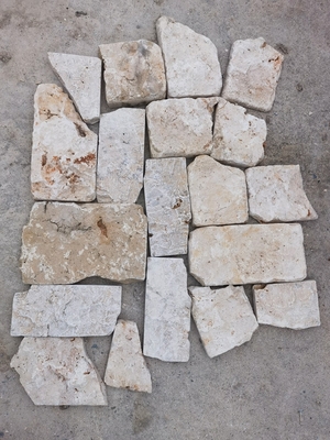 Beige Limestone Random Flagstone for Wall, Loose Stone Wall Cladding, Limestone Split Wall Stone