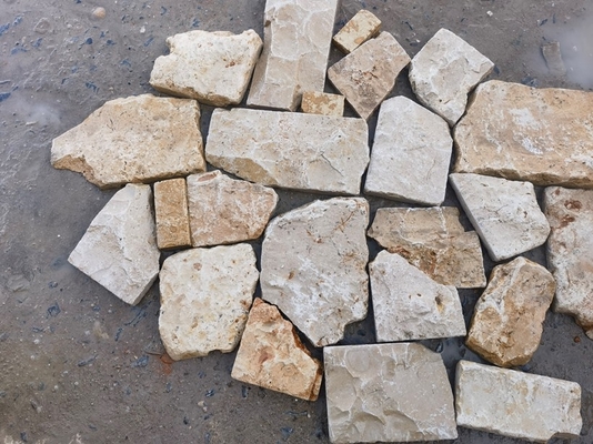 Beige Limestone Random Flagstone for Wall, Loose Stone Wall Cladding, Limestone Split Wall Stone