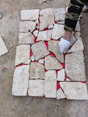 Beige Limestone Random Flagstone for Wall, Loose Stone Wall Cladding, Limestone Split Wall Stone