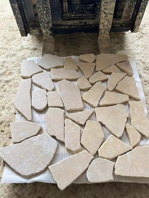 Beige Limestone Tumbled Flagstone Wall Cladding,Random Stone Walkway,Natural Limestone Flagstone Paving Stone,Limestone Random Stone Patios