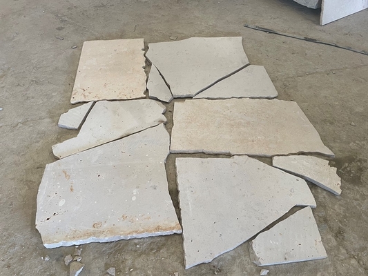 Beige Limestone Honed Random Flagstone Walkway,Crazy Stone Patios,Irregular Flagstone Wall Cladding,Flagstone Waling,Flagstone Flooring