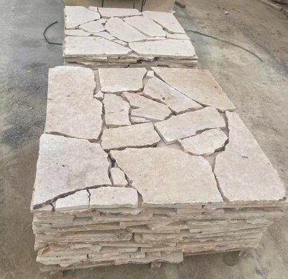 Beige Limestone Honed Random Flagstone Walkway,Crazy Stone Patios,Irregular Flagstone Wall Cladding,Flagstone Waling,Flagstone Flooring