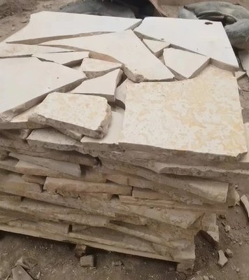 Beige Limestone Honed Random Flagstone Walkway,Crazy Stone Patios,Irregular Flagstone Wall Cladding,Flagstone Waling,Flagstone Flooring