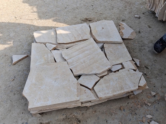Beige Limestone Honed Random Flagstone Walkway,Crazy Stone Patios,Irregular Flagstone Wall Cladding,Flagstone Waling,Flagstone Flooring