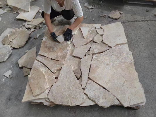 Beige Limestone Honed Random Flagstone Walkway,Crazy Stone Patios,Irregular Flagstone Wall Cladding,Flagstone Waling,Flagstone Flooring