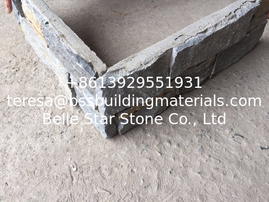 Blue Quartzite Natural Stacked Stone Wall Cladding Back With Cement